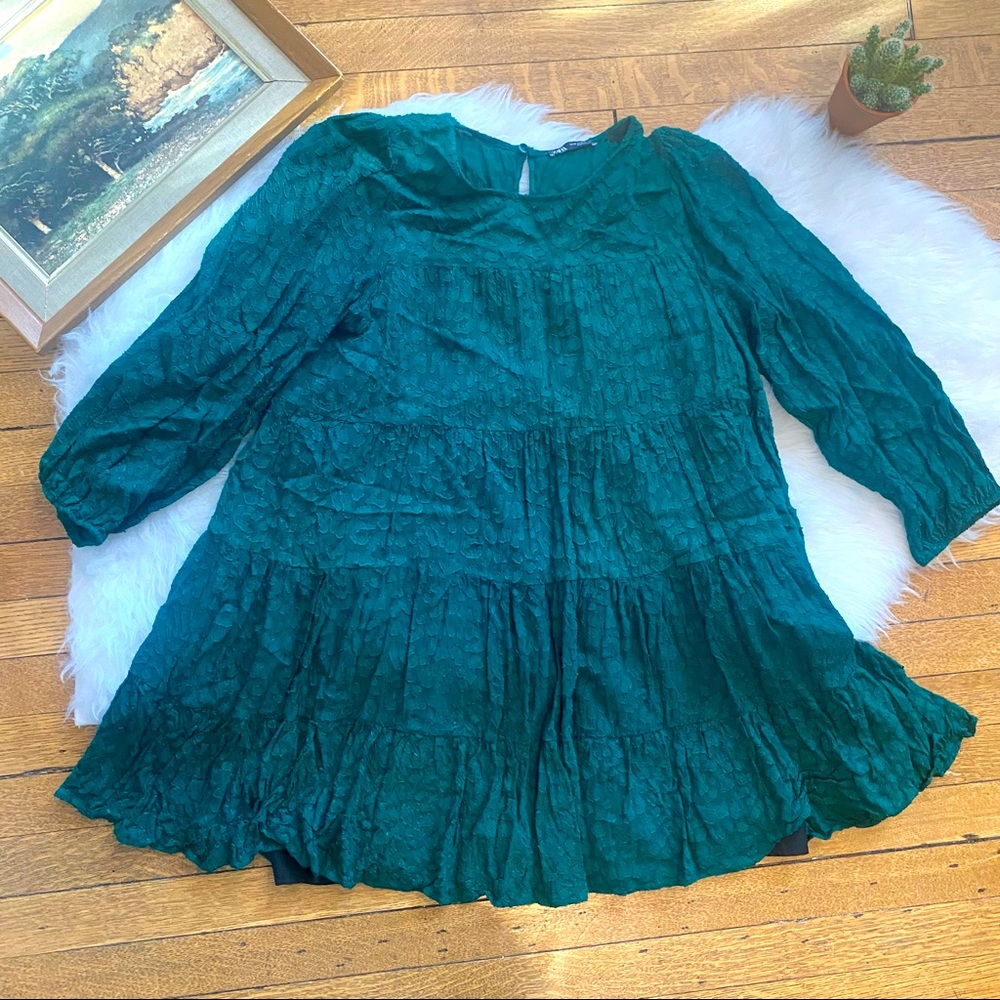 Zara Textured Babydoll Mini Dress